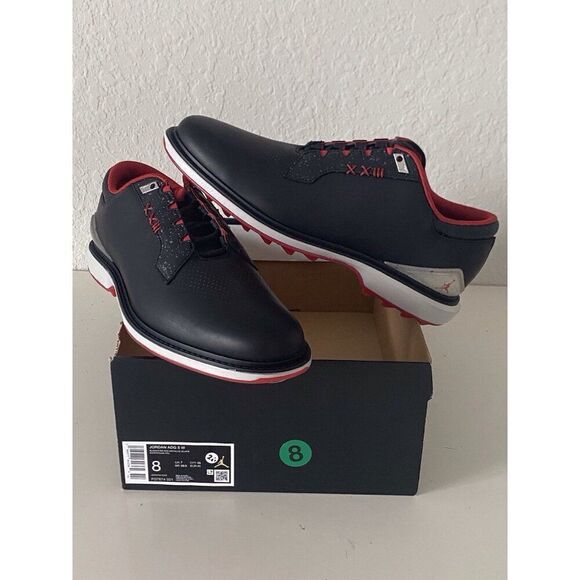 Men’s Sz 8 Nike Air Jordan ADG 5 Low Spikeless‎ Golf Shoe Black Red FQ7874-001 main image 4